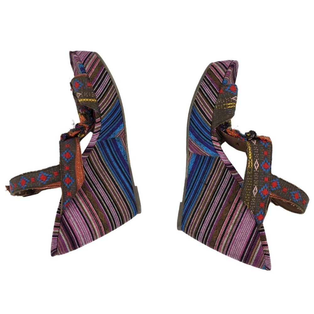 Blowfish Multi Color Canvas Bohemian Wedge Sandals - image 4